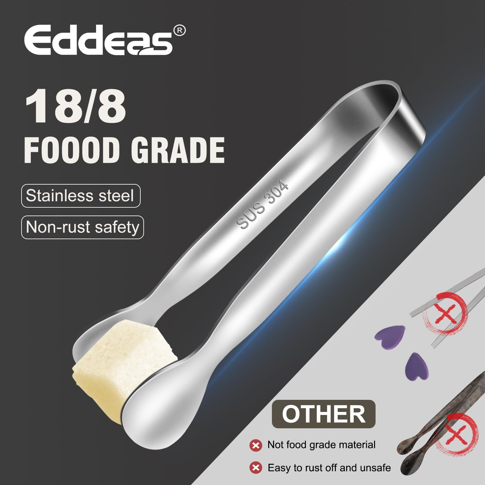 Pinzas Eddeas mini para cubos de azúcar, manejo higiénico en la mesa