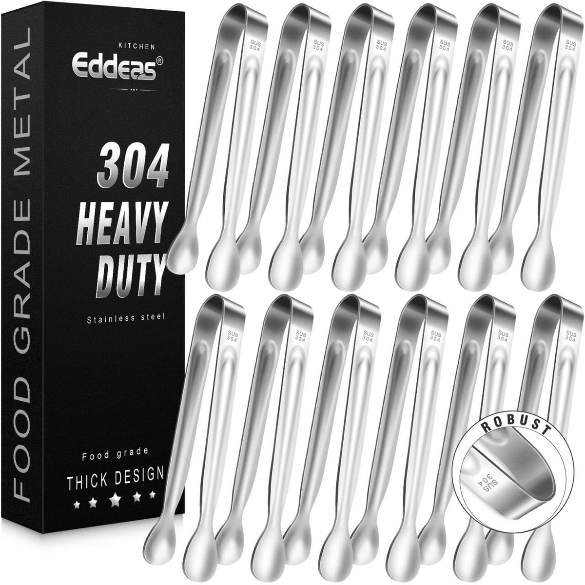 Eddeas pinzas mini para servir 6 pulgadas, perfectas para cubos de azúcar y aperitivos.