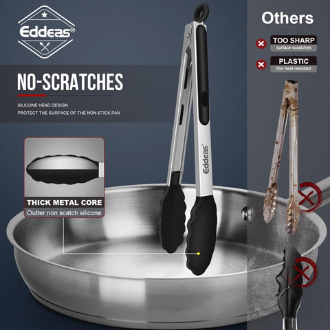 Pinzas Eddeas con puntas de silicona para sartenes antiadherentes