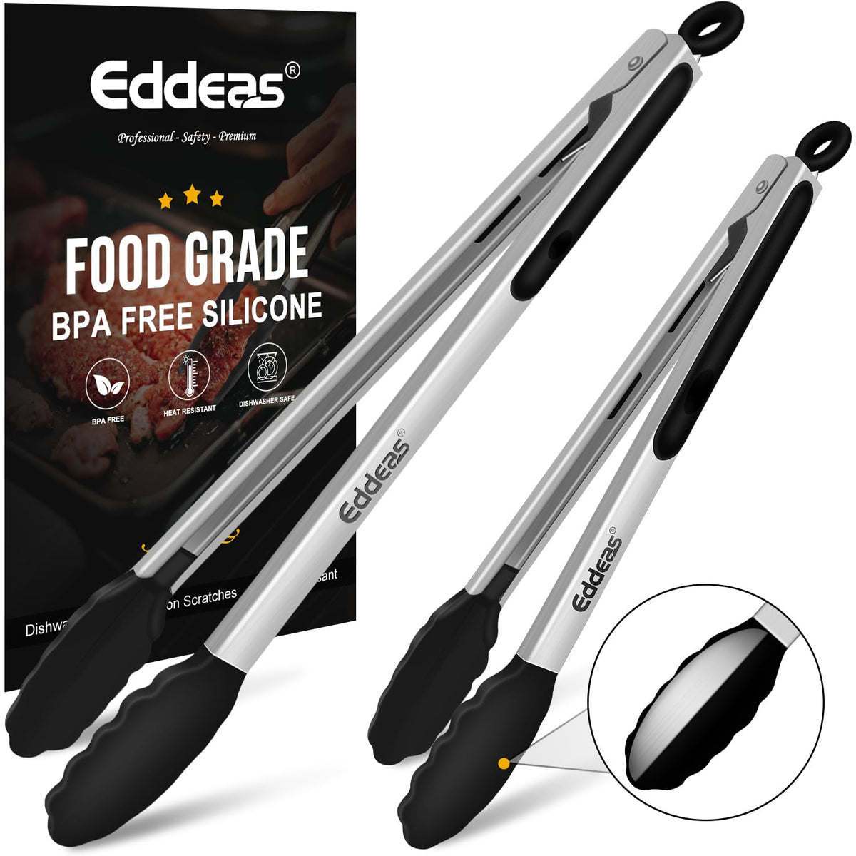Eddeas tenazas de 17 pulgadas con puntas de silicona para manejo seguro