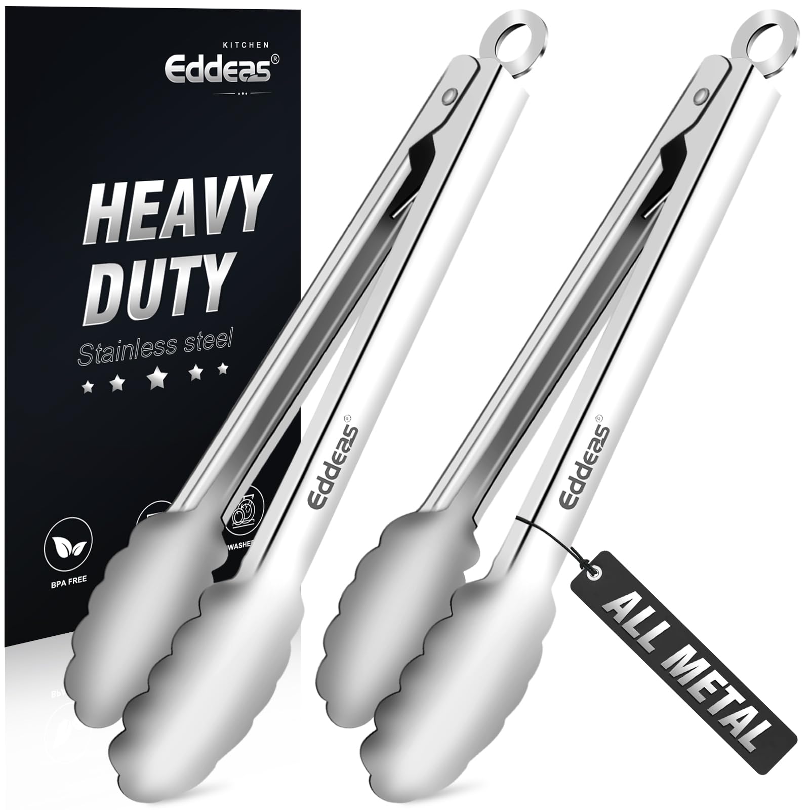 Pinzas Eddeas de 9 pulgadas para cocina, diseño compacto y útil para ensaladas.
