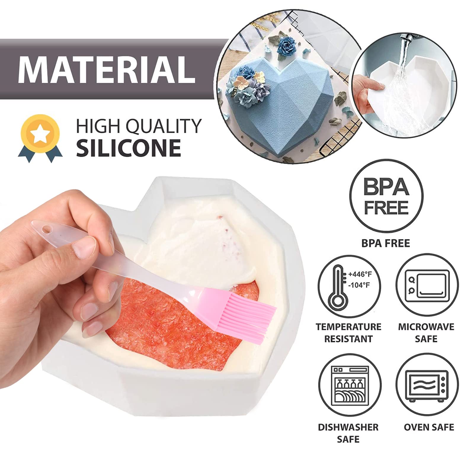Molde EddHomes corazón diamante 8 cavidades, perfecto para chocolates brillantes y presentaciones elegantes.