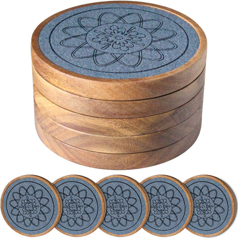 Posavasos de madera EDEGG absorbentes, conjunto de 5 para proteger la mesa