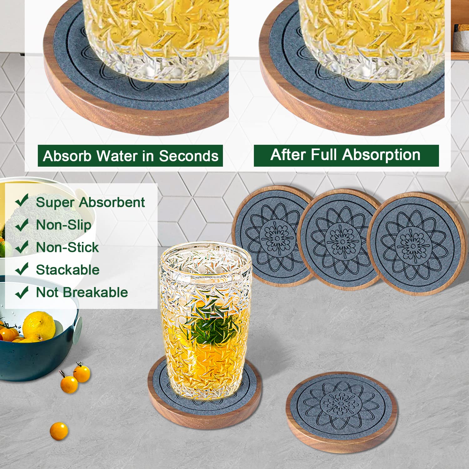 Posavasos EDEGG con base antideslizante para evitar deslizamientos