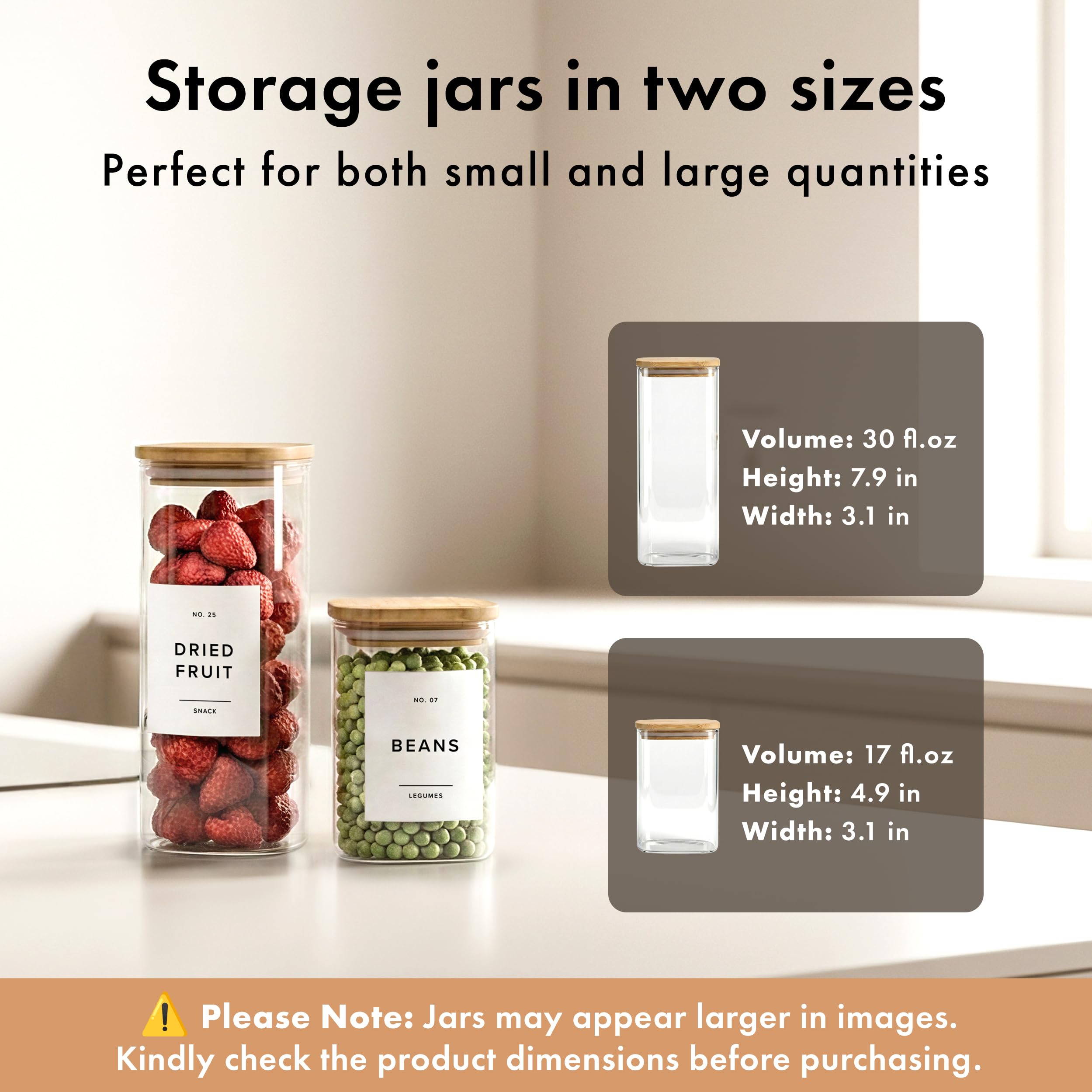 EdelHaus contenedores de vidrio cuadrados de 17oz para especias y snacks.