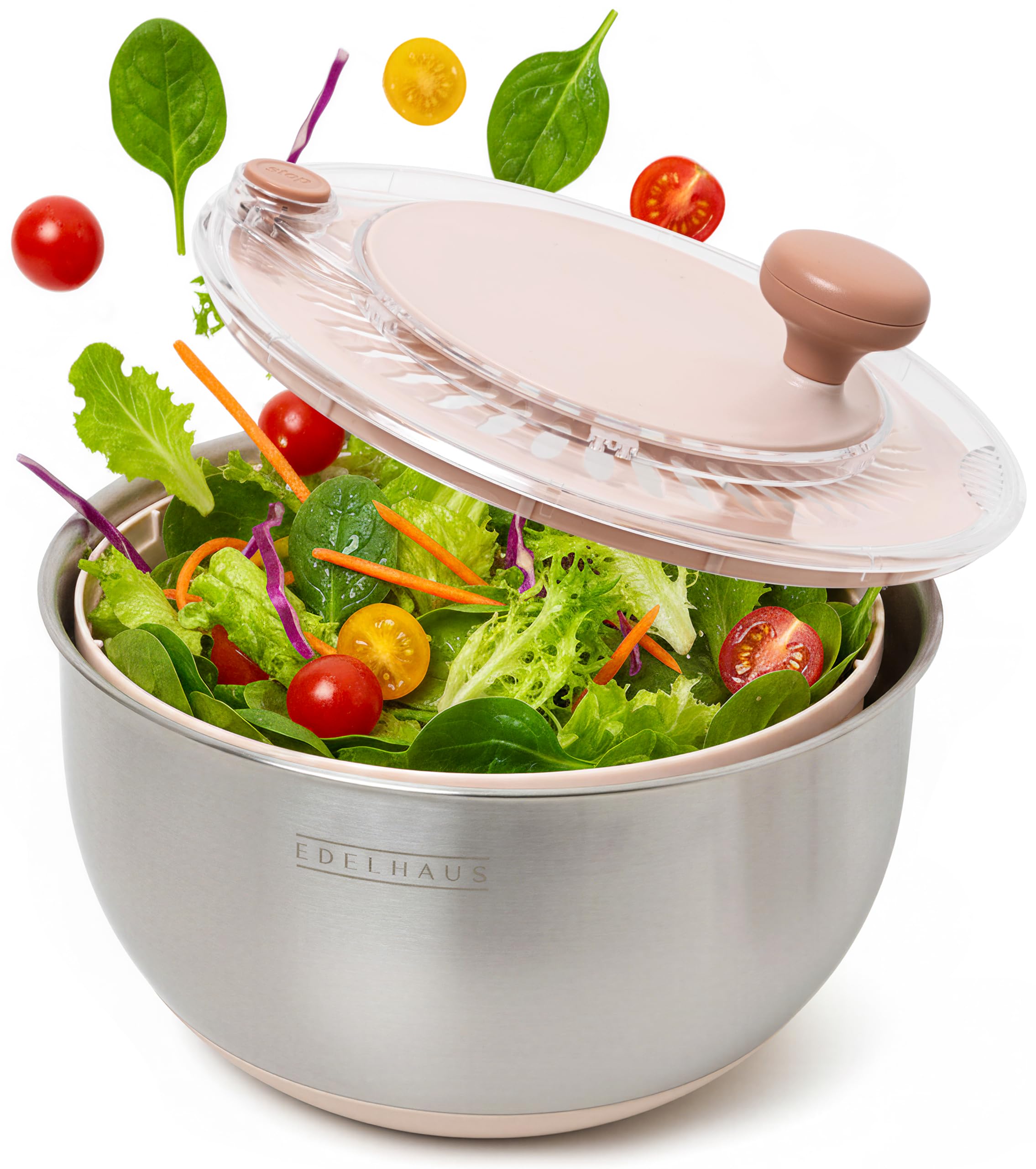 EDELHAUS ensaladera escurridor en acero inoxidable, capacidad 5.3 qt, lavado rápido
