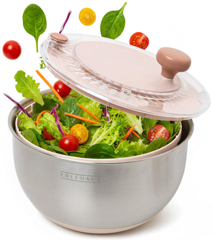 EDELHAUS ensaladera escurridor en acero inoxidable, capacidad 5.3 qt, lavado rápido