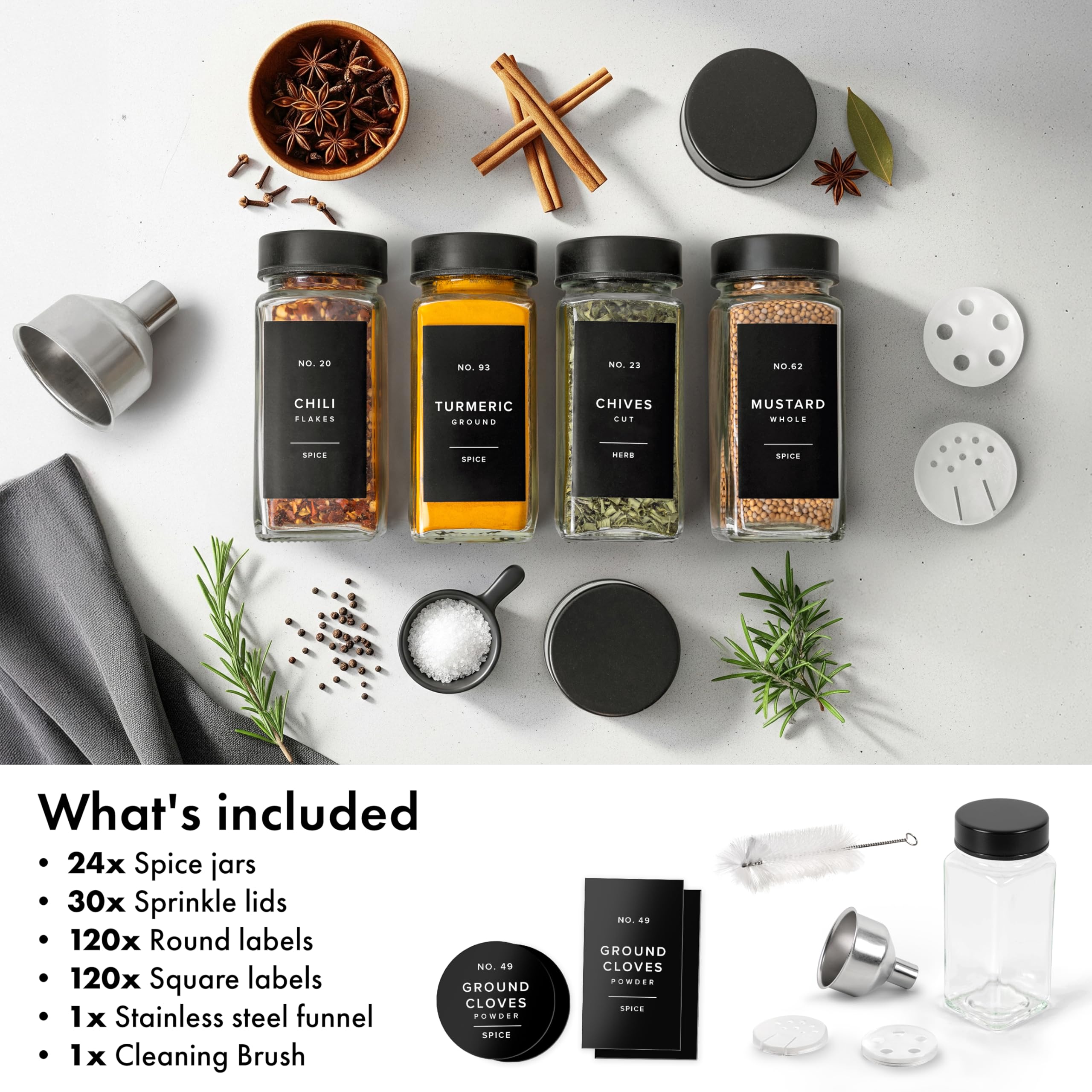 EDELHAUS frascos de 4 oz con medidas adecuadas para especias