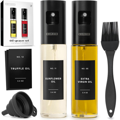 Rociador Edelhaus de aceite en acero y vidrio, dos pack, para cocina precisa.
