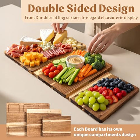 EDELHAUS tabla de acacia con canal de jugos, ideal para carnes y frutas.