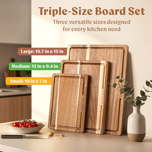 EDELHAUS tabla media de acacia, superficie suave para cuchillos.