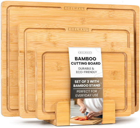 EDELHAUS tablas de corte de bambú, uso doble para cortar y servir.