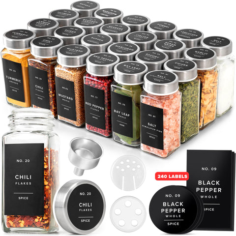 Edelhaus tarros especias cuadrados con tapas de acero, ordenan la despensa y conservan aroma