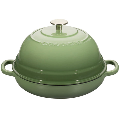 Olla EDGING CASTING esmaltada Pistacho Verde frente con tapa para pan artesano