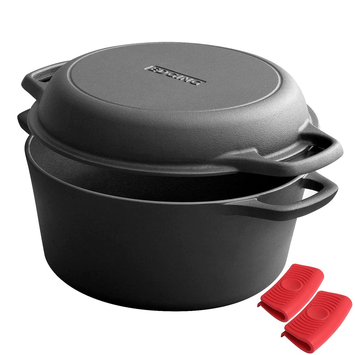Olla EDGING CASTING 2-en-1 con tapa sartén para cocción versátil.