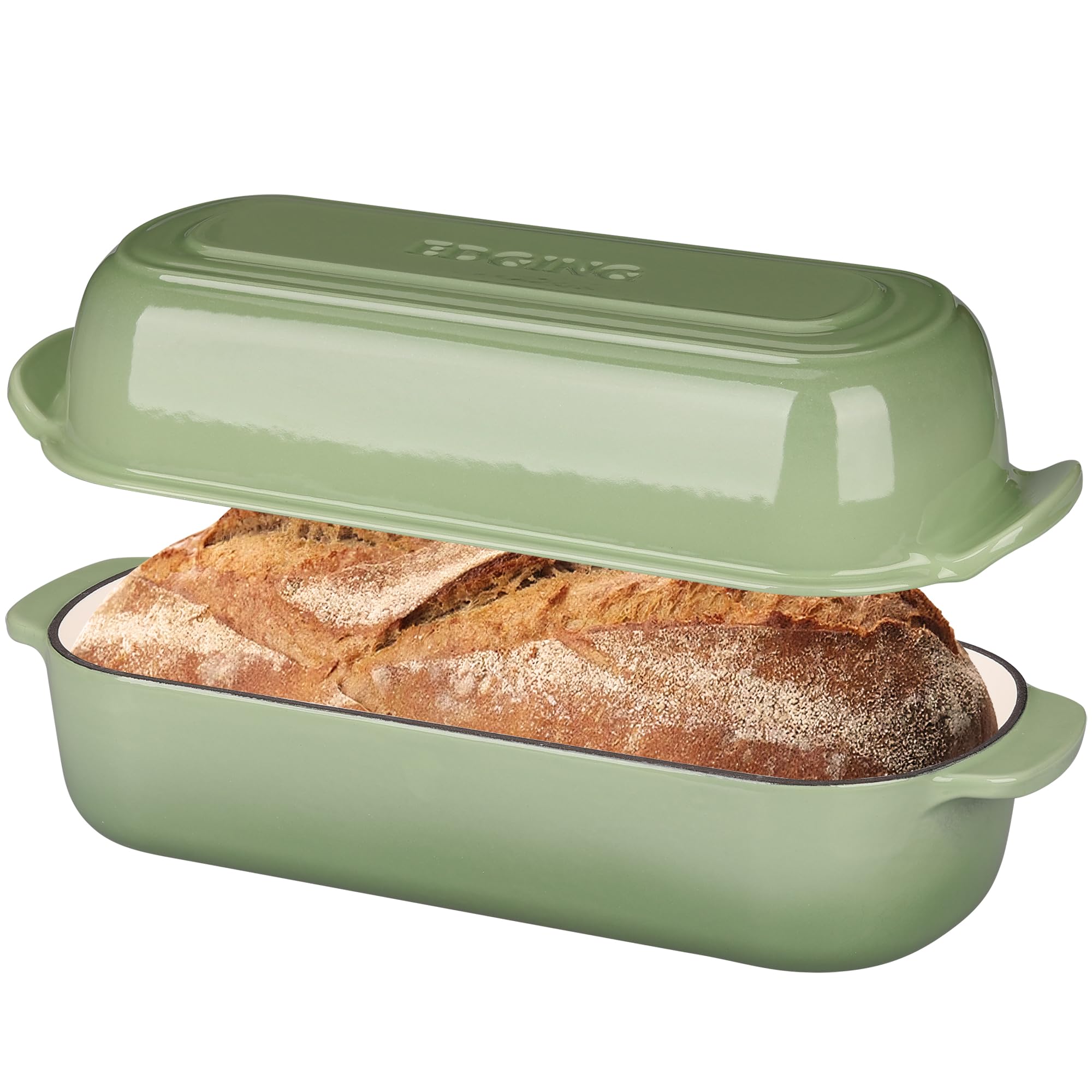 EDGING CASTING: pan molde esmaltado verde pistacho, exterior brillante para pan