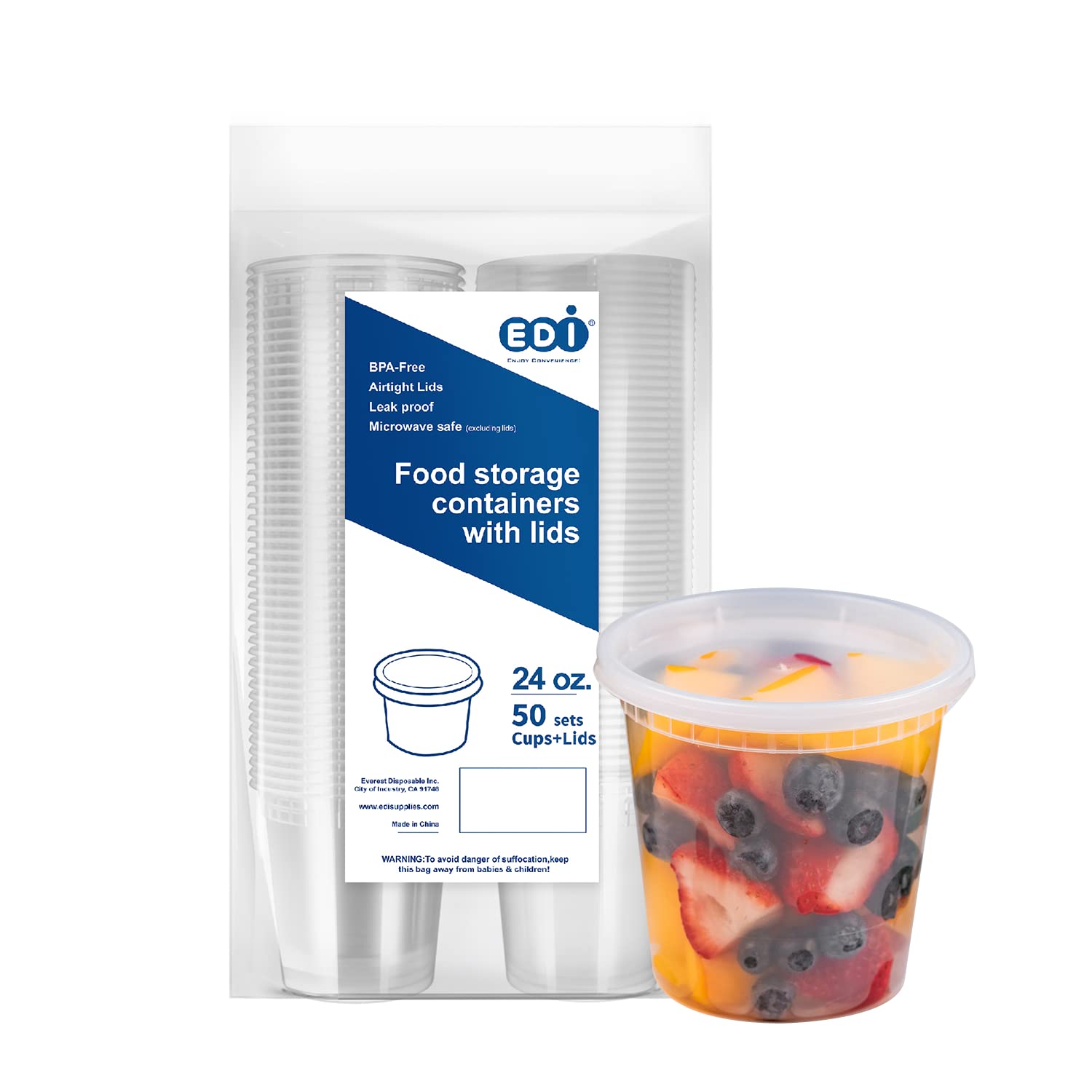 EDI contenedores Deli 24oz con tapas aire para evitar derrames