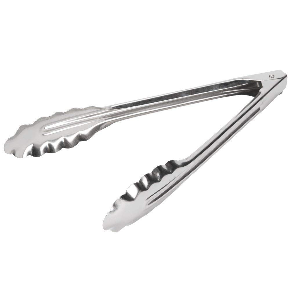 Pinzas Edlund 4409HD de 9 pulgadas con mango ergonómico y acabado espejo, ideales para buffet.
