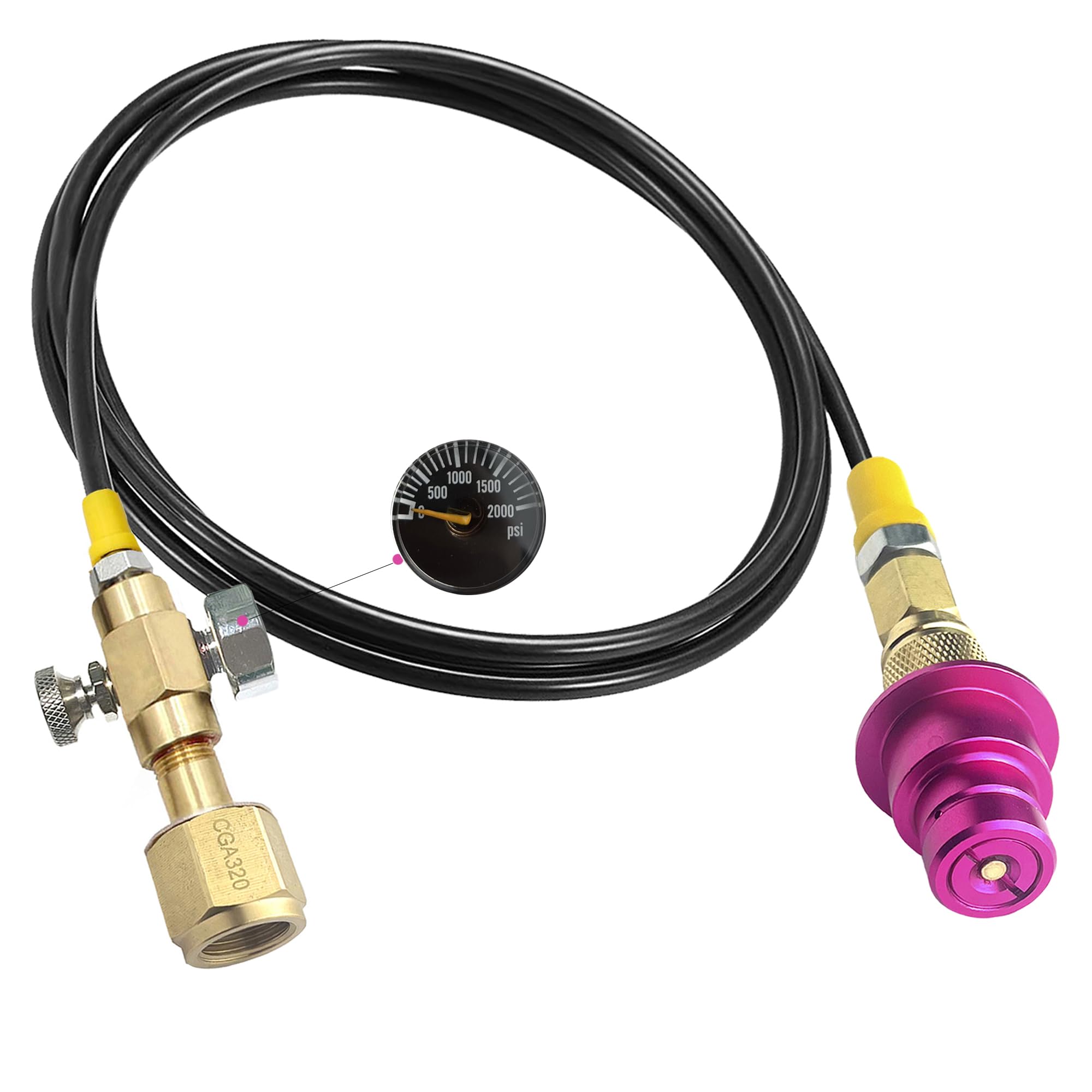 Edsumey manguera CO2 CGA320 de 60 pulgadas lista para conectar un tanque externo a la máquina de soda.