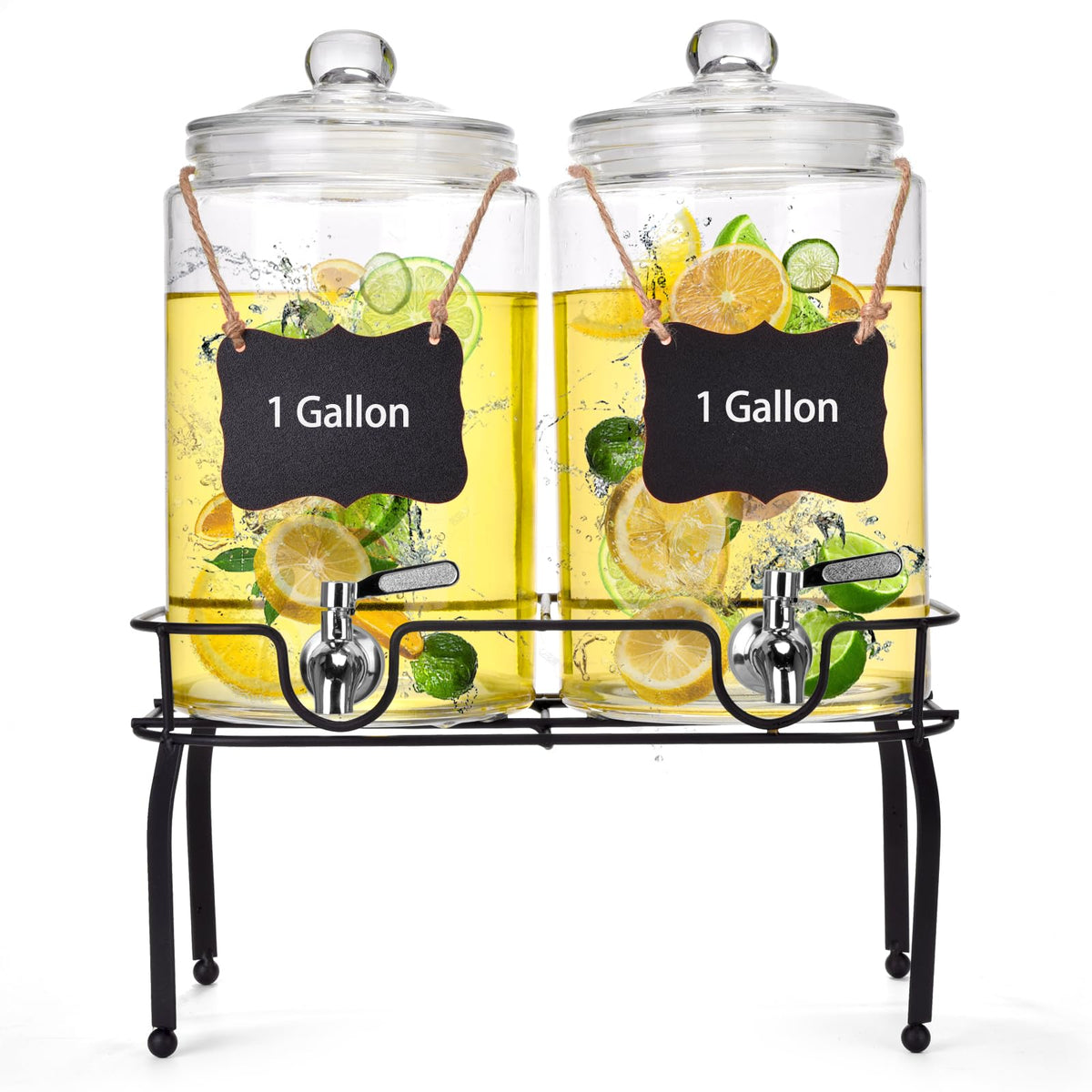 Edycur dispensadores de vidrio 1 galón con juego de dos, ideal para servir bebidas.