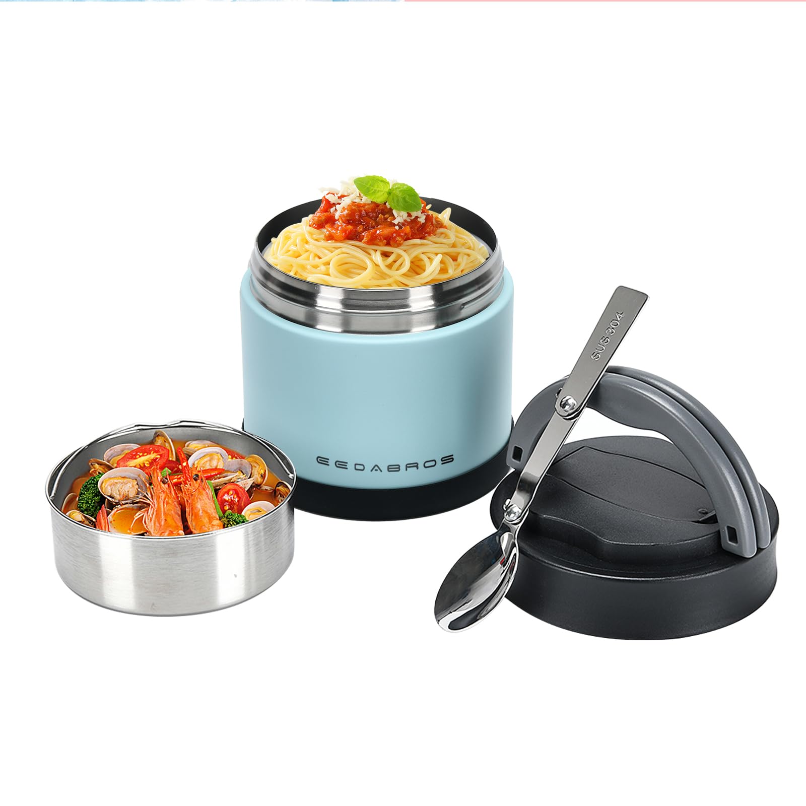 eedabros termo-alimentos doble pared 23-6oz mantiene la comida caliente por horas