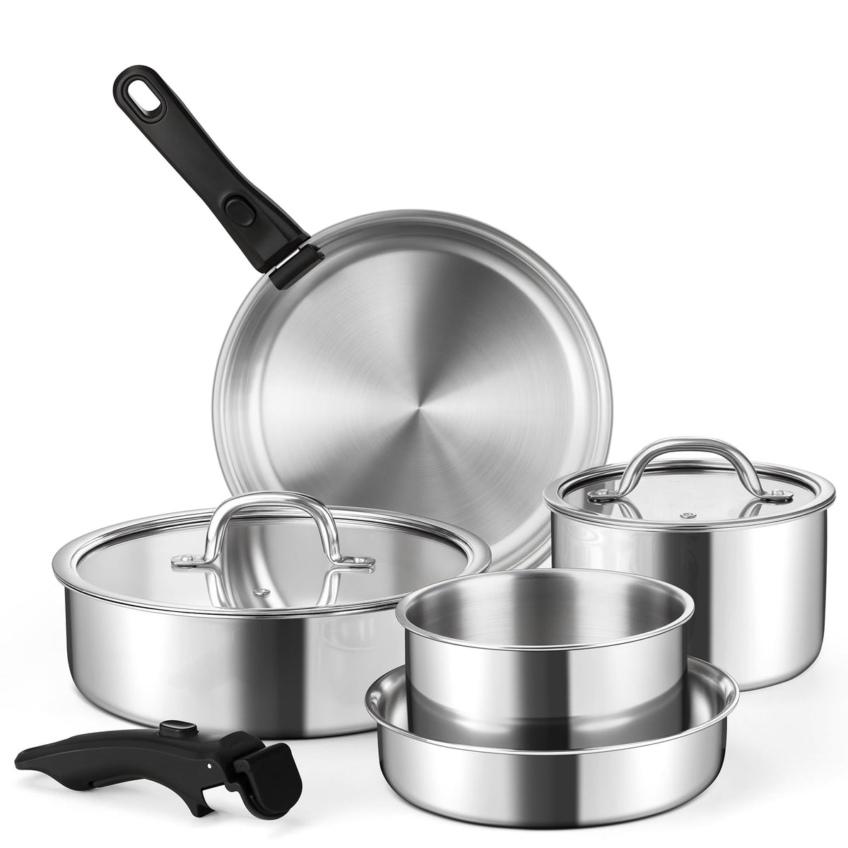 Conjunto E-far 9 piezas en acero inoxidable para cocinar con seguridad y durabilidad