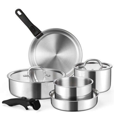 Conjunto E-far 9 piezas en acero inoxidable para cocinar con seguridad y durabilidad