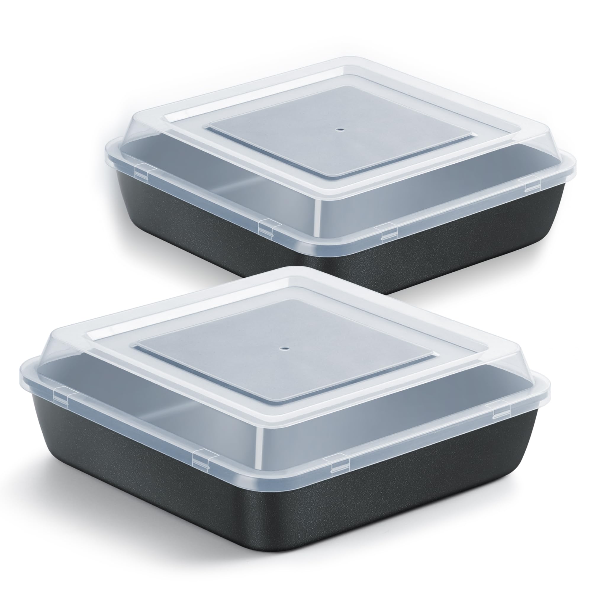 Bandeja cuadrada 9x9 de E-far con tapa para hornear, listo para usar.