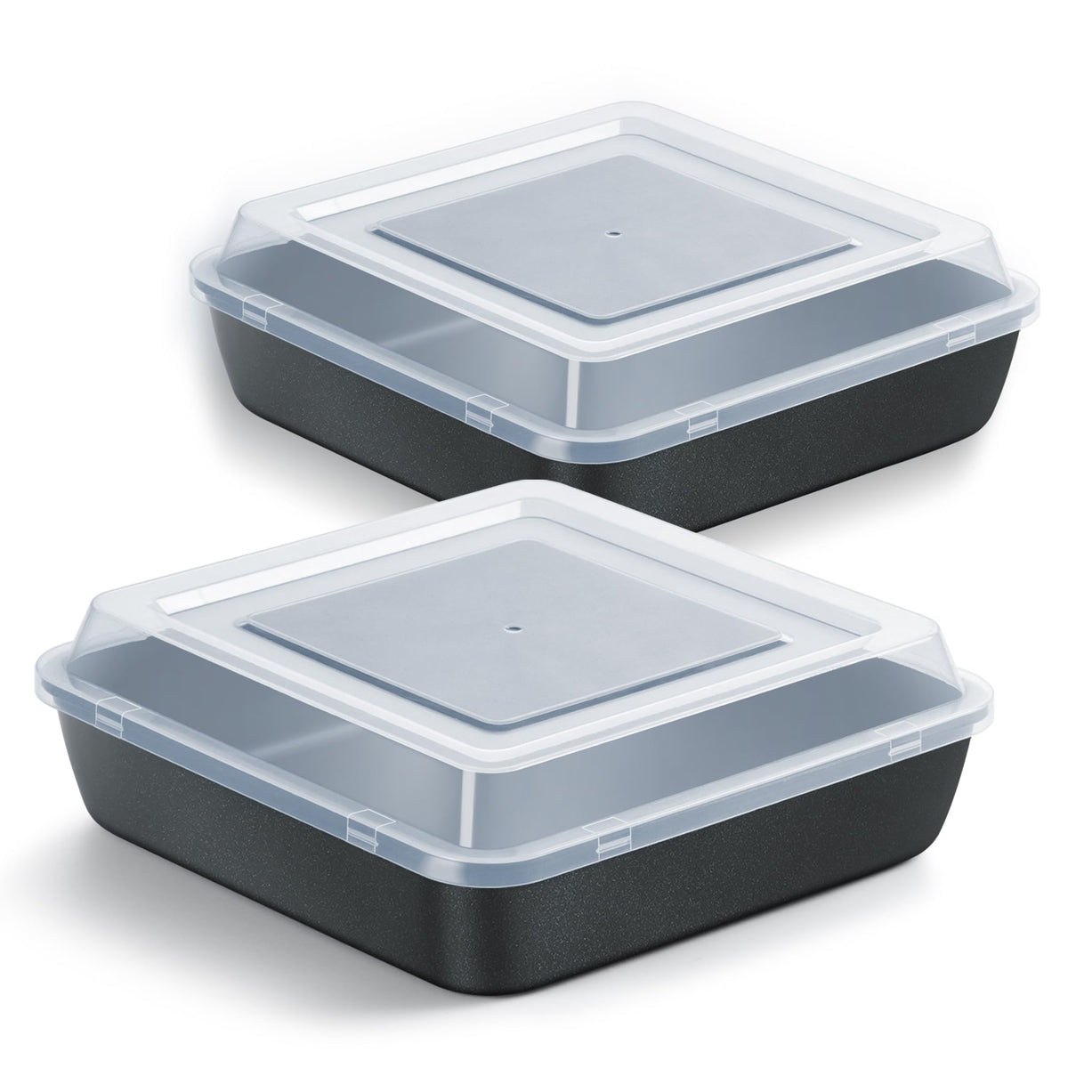 Bandeja cuadrada 9x9 de E-far con tapa para hornear, listo para usar.