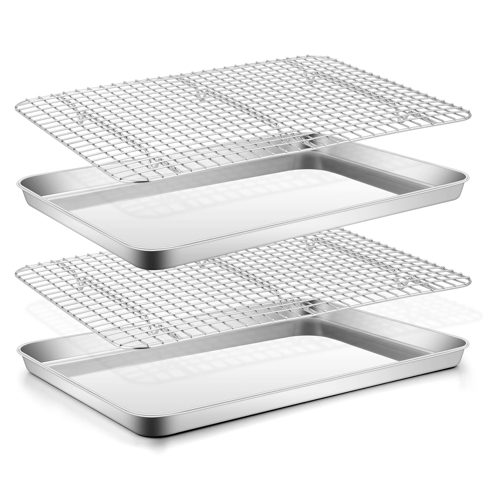 Bandeja E-far para hornear de acero inoxidable, superficie lisa para galletas doradas.