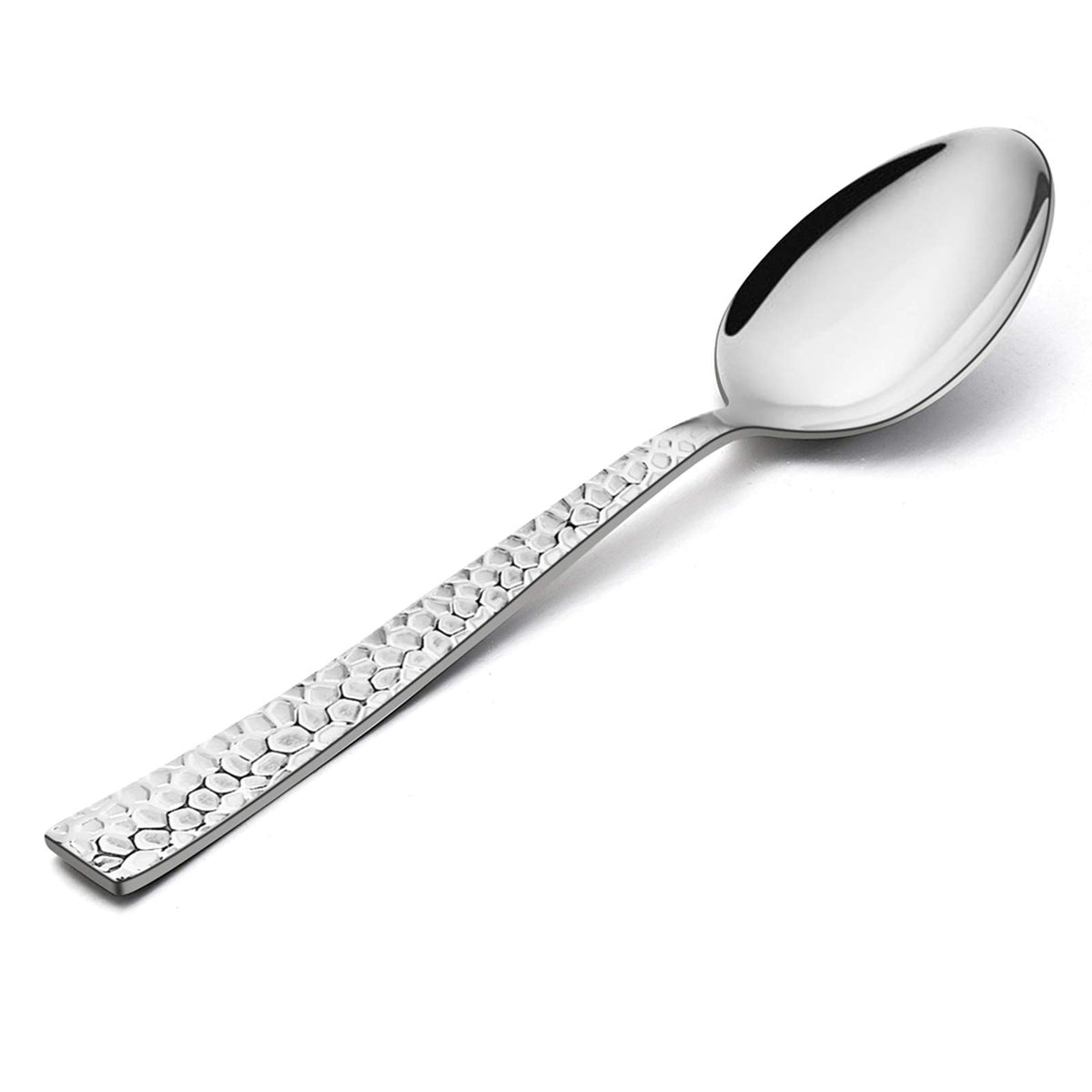 Cucharas de té E-far 12 piezas, acabado martillado y brillo espejo, uso diario.