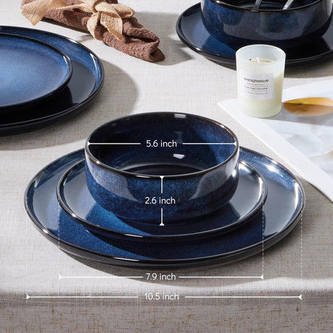 Plato de diez pulgadas E-far, cerámica resistente y fácil de limpiar.