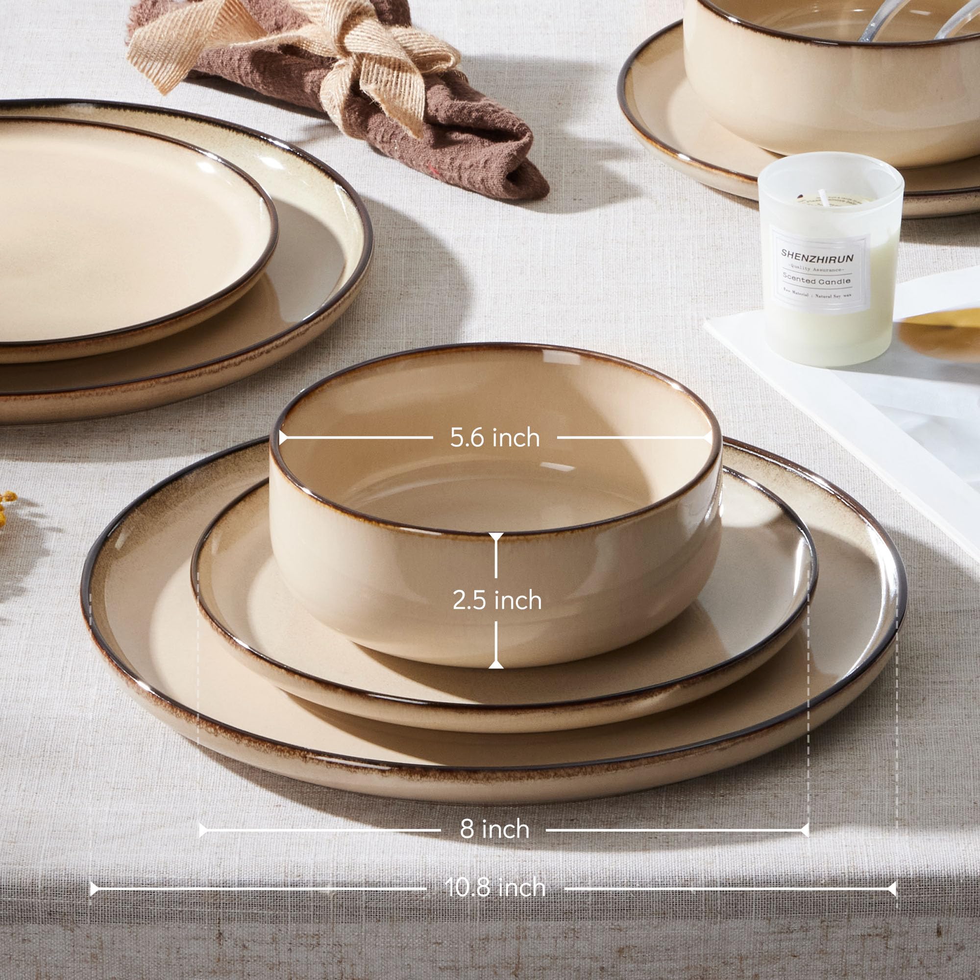 Platos y tazones E-far con glaseado reactivo doble.