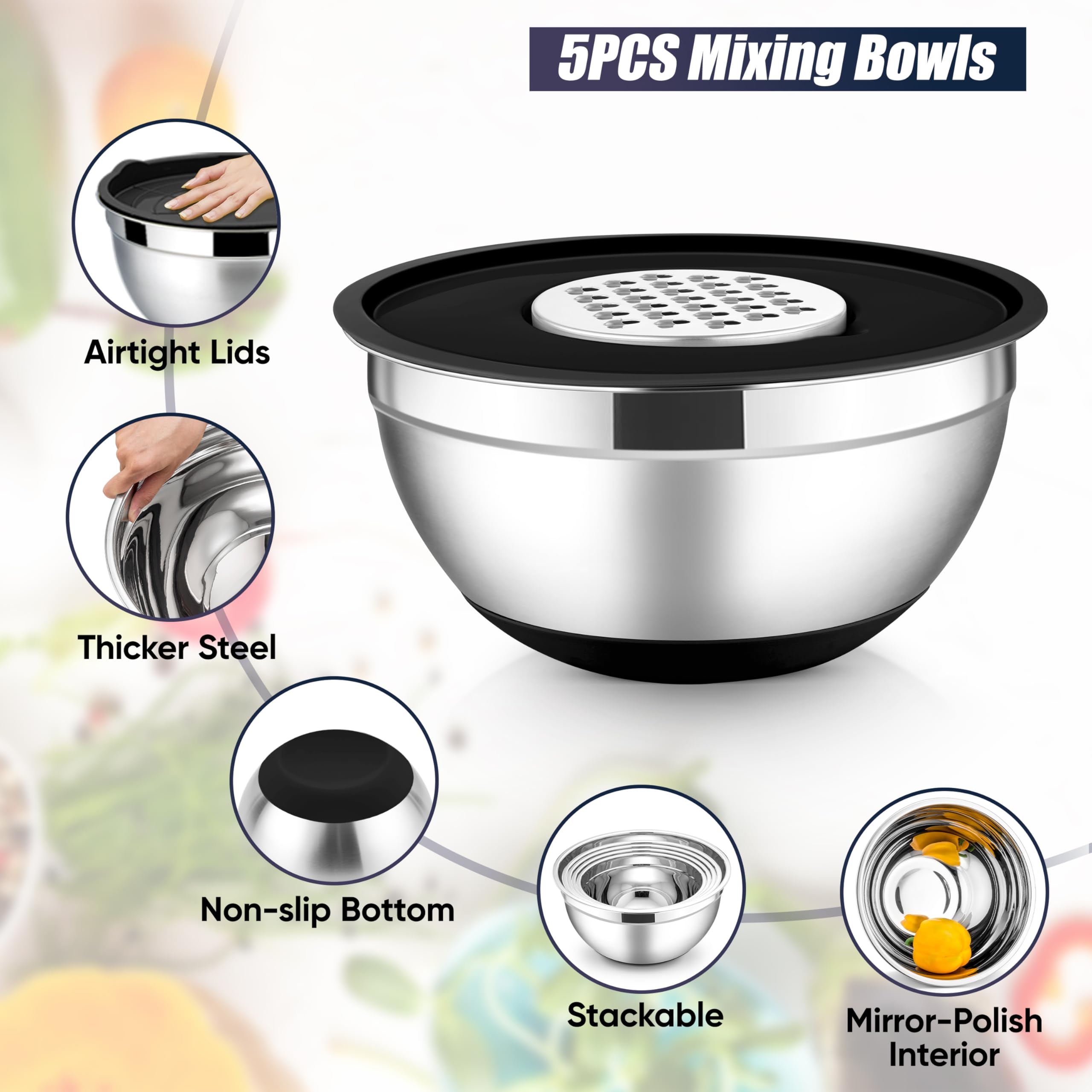 Ralladores triples E-far para tazón de cocina