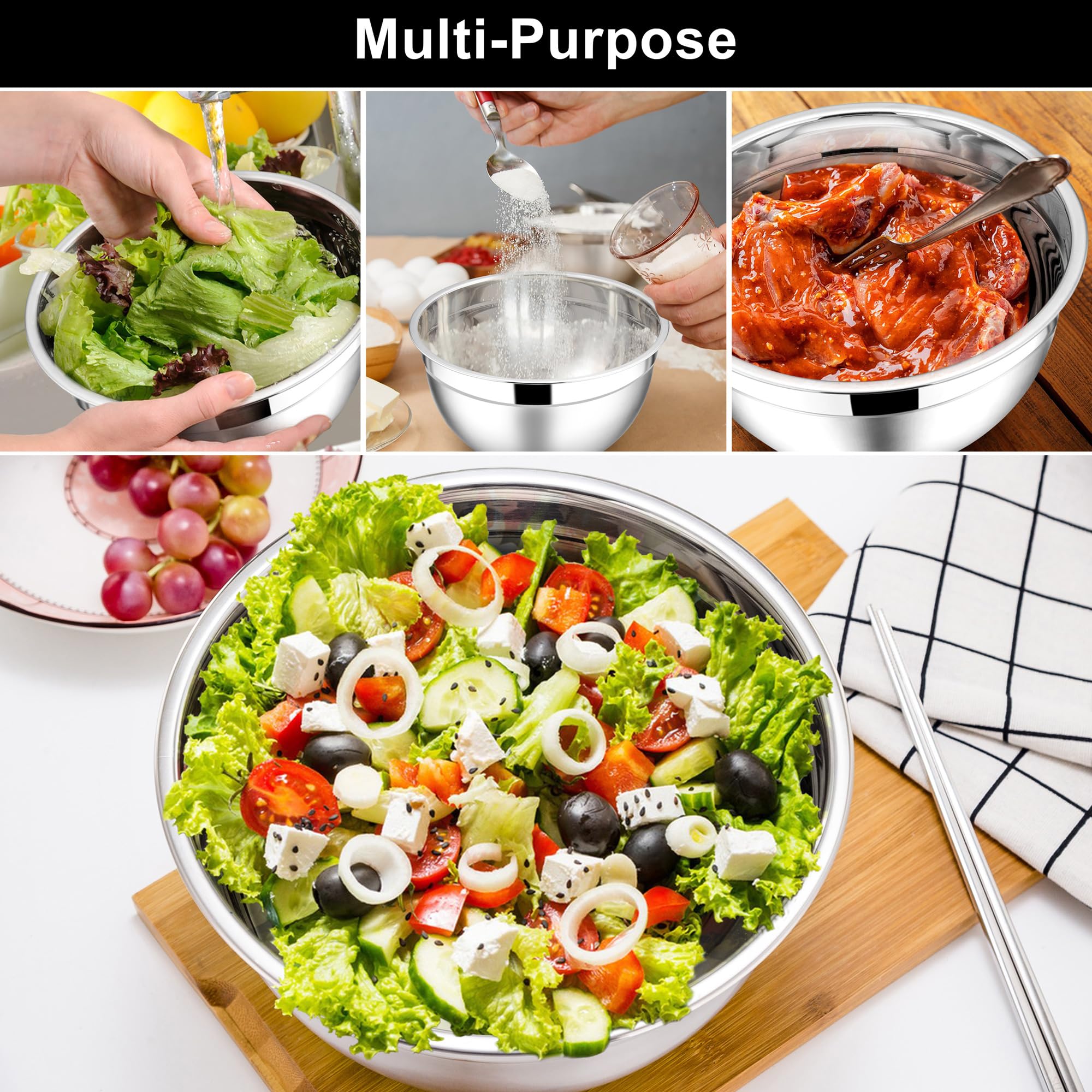 E-far tazones de 3qt con tapa sellante ideales para mezclar ensaladas