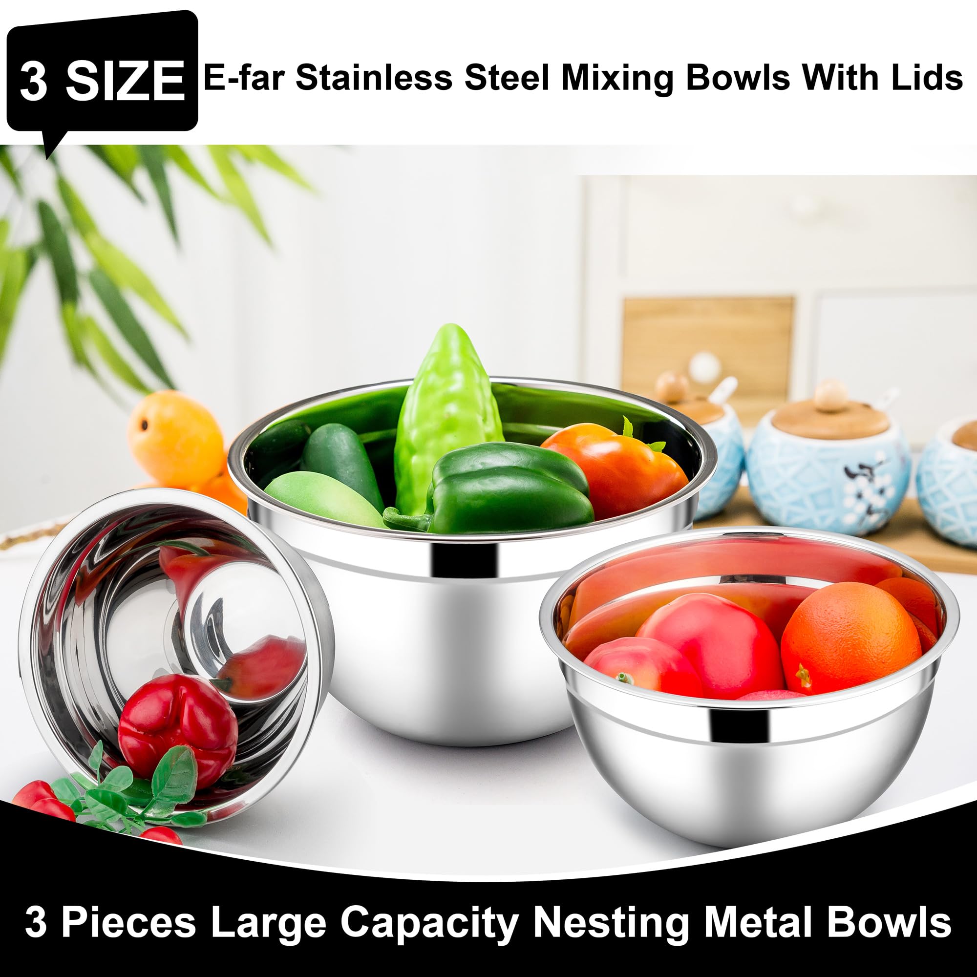 E-far tazones de 4,5qt con tapa hermética para almacenar en refrigerador