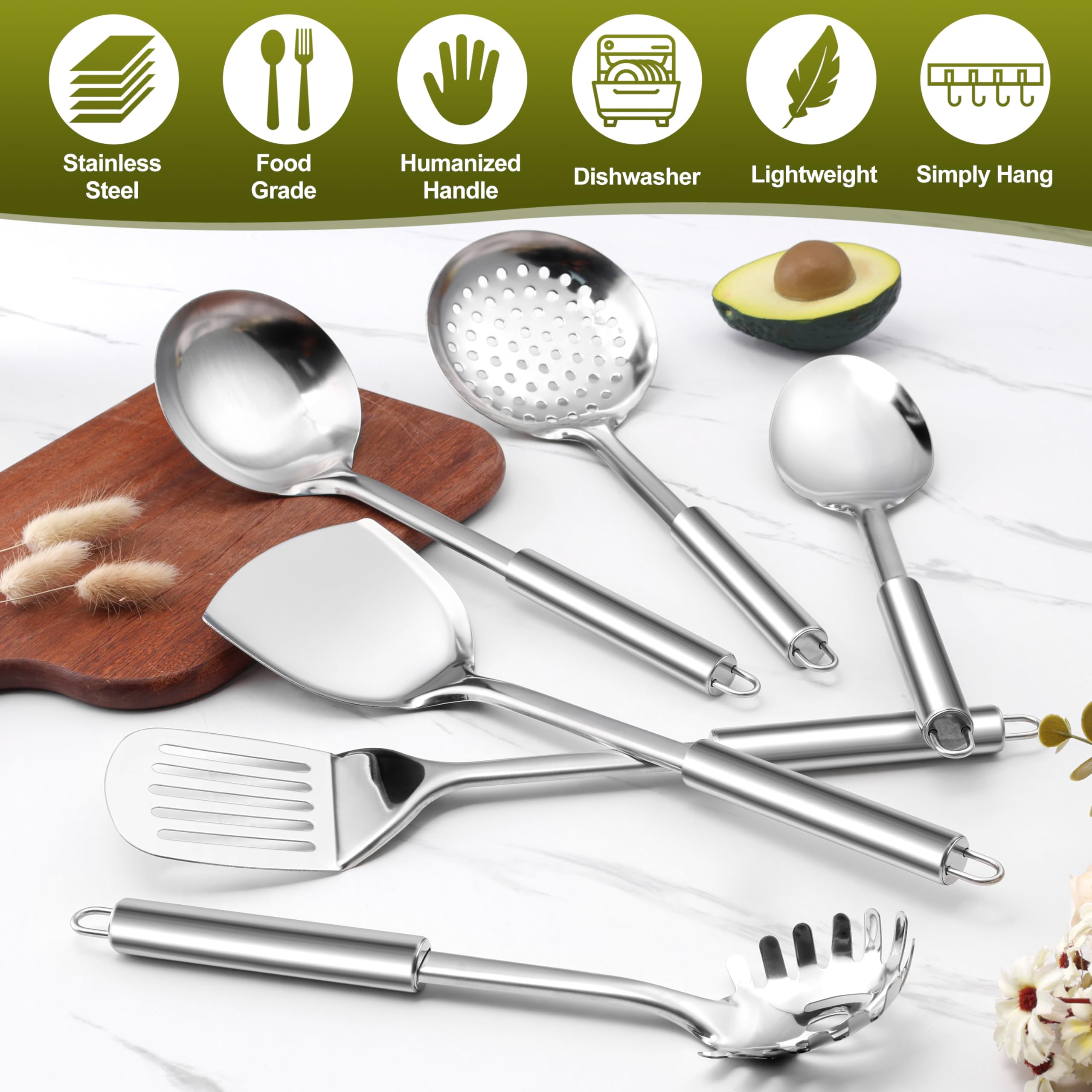 Cuchara para pasta E-far para servir sin goteos.