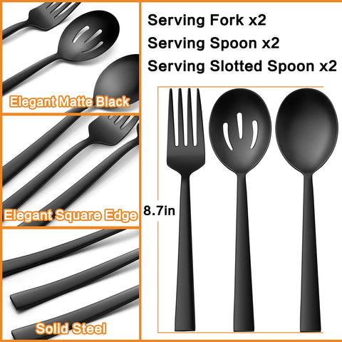 Cucharas de servir E-far de 8-7 pulgadas, acabado mate negro