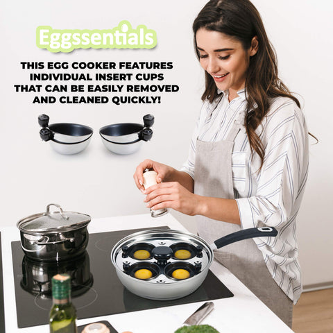 Base de aluminio encapsulado en Eggssentials para calor uniforme en inducción.