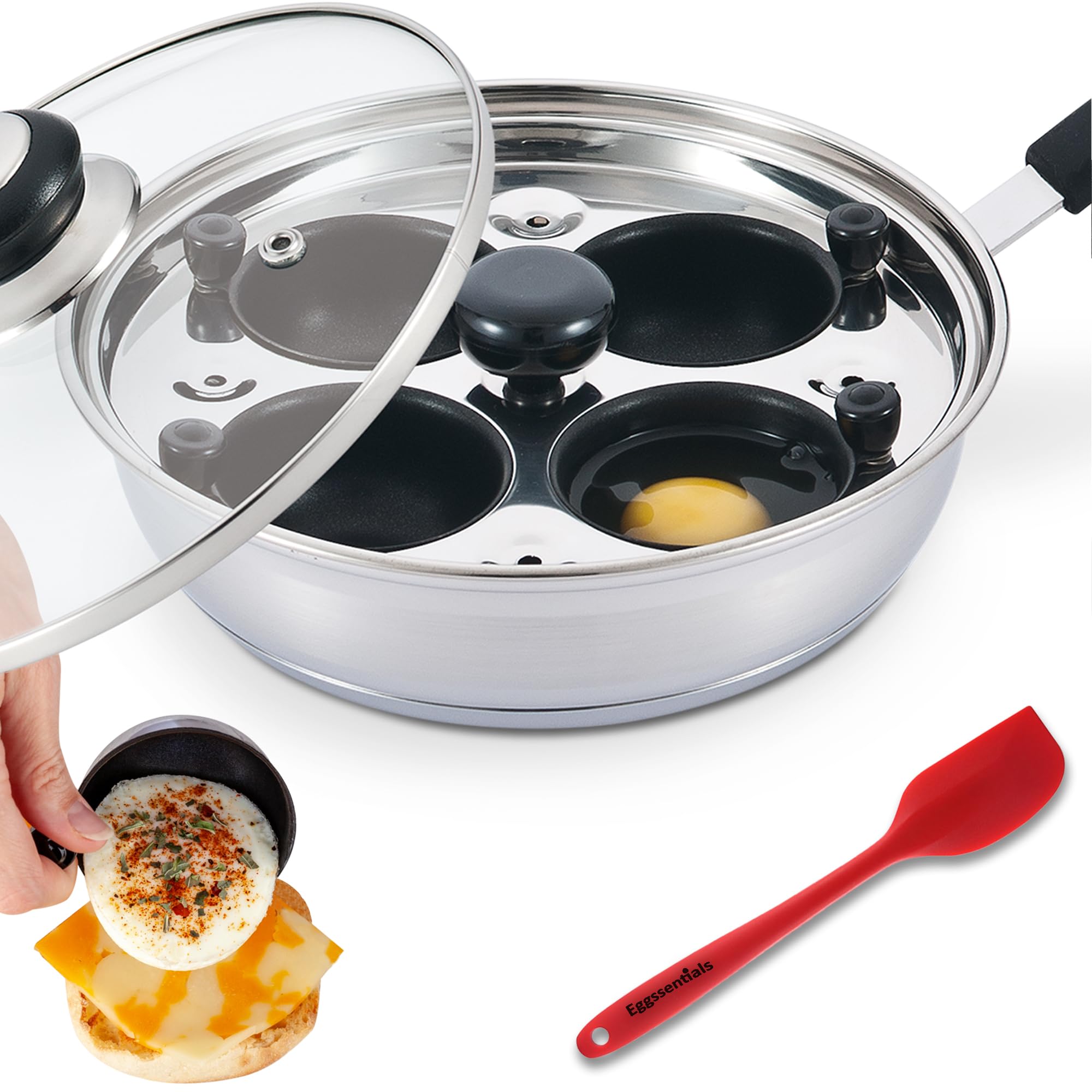 Eggssentials con cestas de pochar XL para huevos escalfados perfectos.