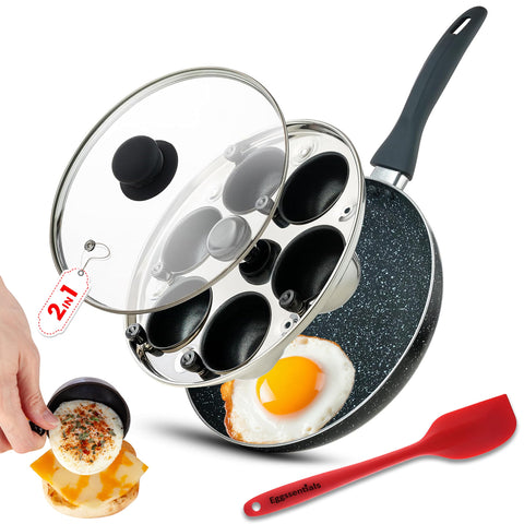 Eggssentials sartén 2 en 1 para pochar y freír huevos, versátil y cómodo
