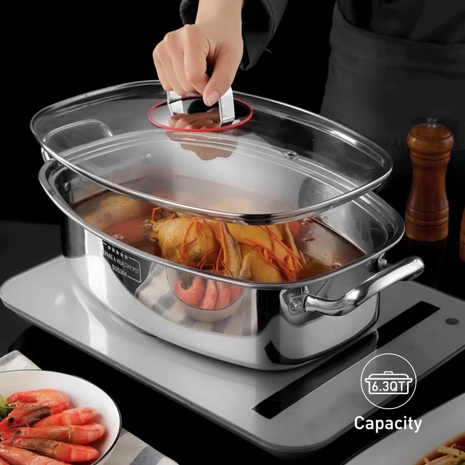 Vaporera Eglaf compatible con inducción, gas y horno.