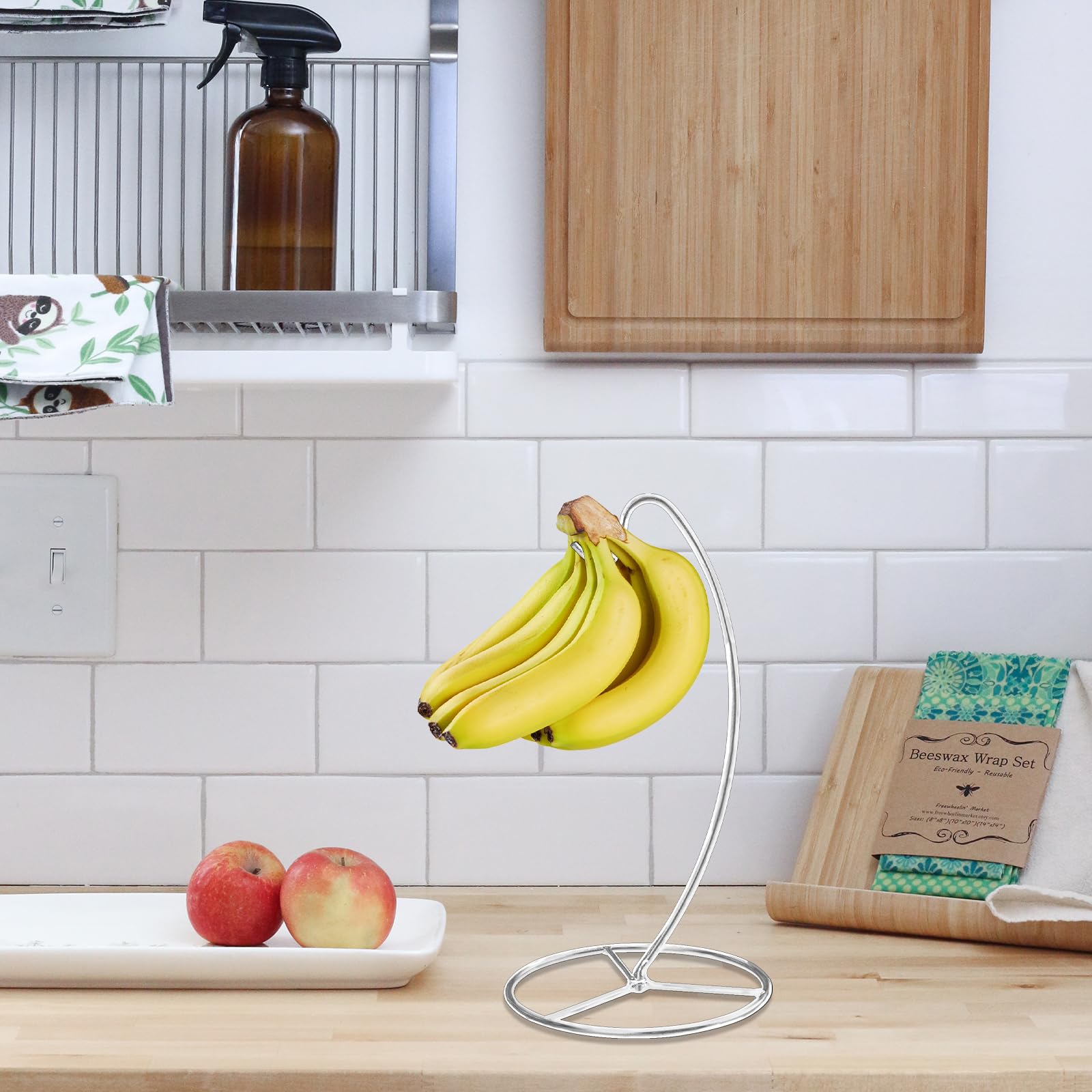 EGMEHOAD organizador de plátanos negro, cocina moderna, evita acumulación de fruta.