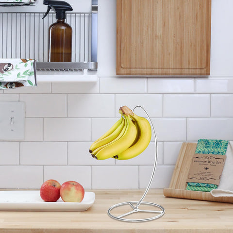 EGMEHOAD organizador de plátanos negro, cocina moderna, evita acumulación de fruta.