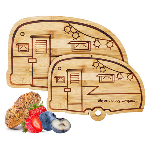 Tabla de cortar Egoou Camper de bambú, juego de dos piezas, ideal para cocina en RV