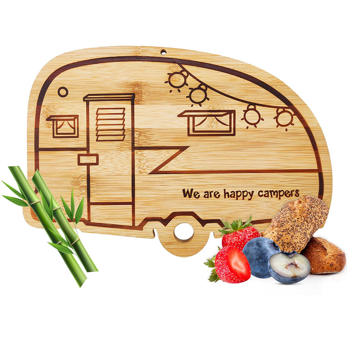 Tabla de cortar Egoou con caravana feliz para decorar y cortar.
