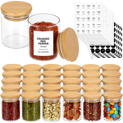 EgticHome frascos-especias-vidrio-4oz tapas-bambu: conservación y acceso rápido a especias