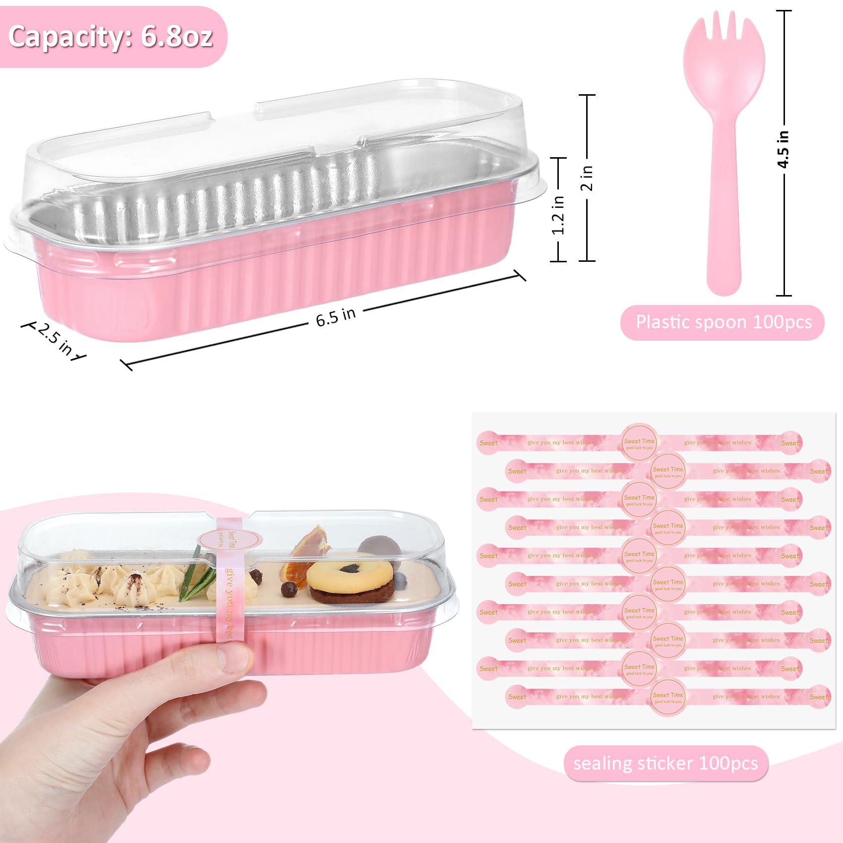 Conjunto de 100 moldes EgticHome con tapas y cucharas para porciones listas para servir.