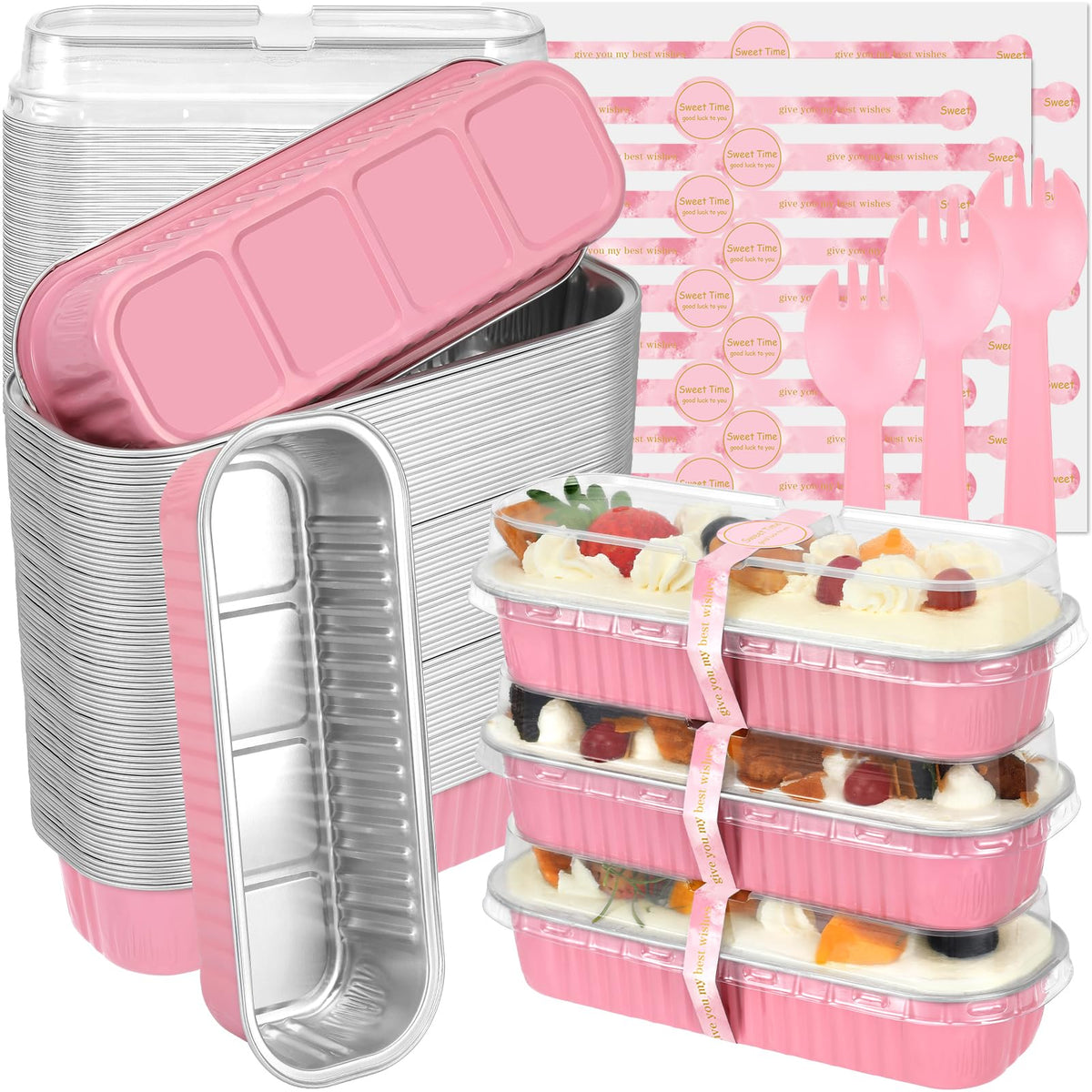 Moldes mini EgticHome rosas con tapas para porciones.