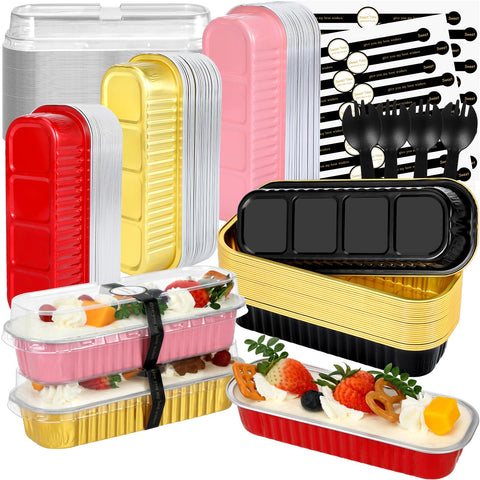 EgticHome moldes mini pan de aluminio con tapas para porciones.